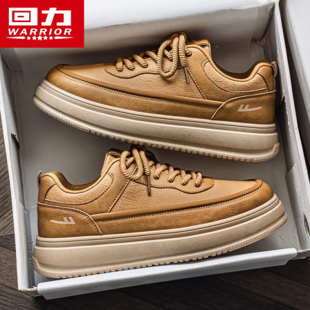 回力板鞋男款2025新款秋季百搭棕色鞋子男士软底运动工作休闲皮鞋