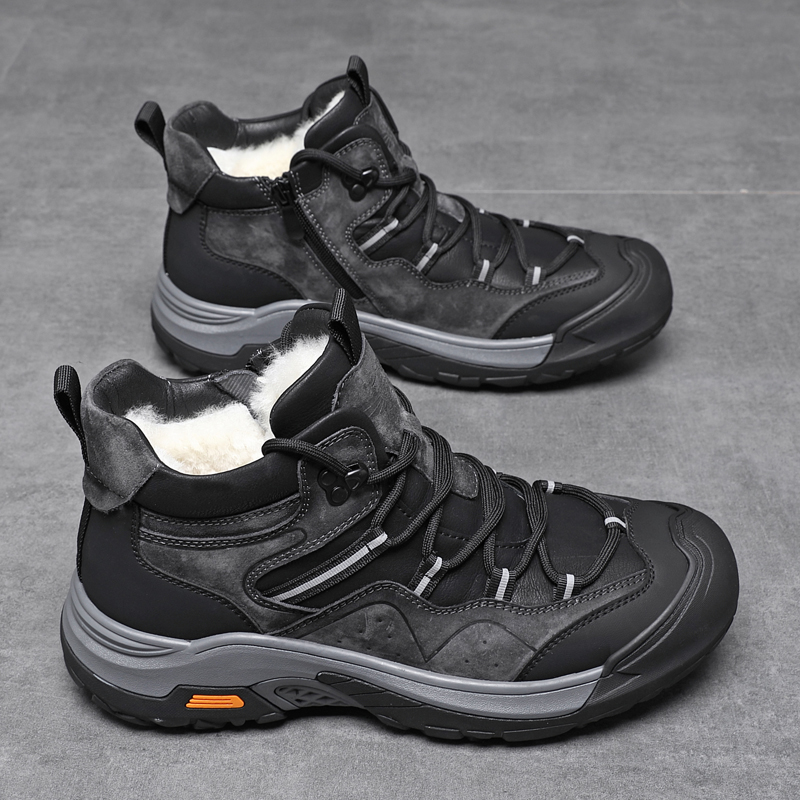 冬季新款保暖棉鞋防滑高帮男士羊皮毛一体雪地靴东北棉鞋休闲棉鞋主图