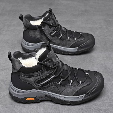 冬季新款保暖棉鞋防滑高帮男士羊皮毛一体雪地靴东北棉鞋休闲棉鞋