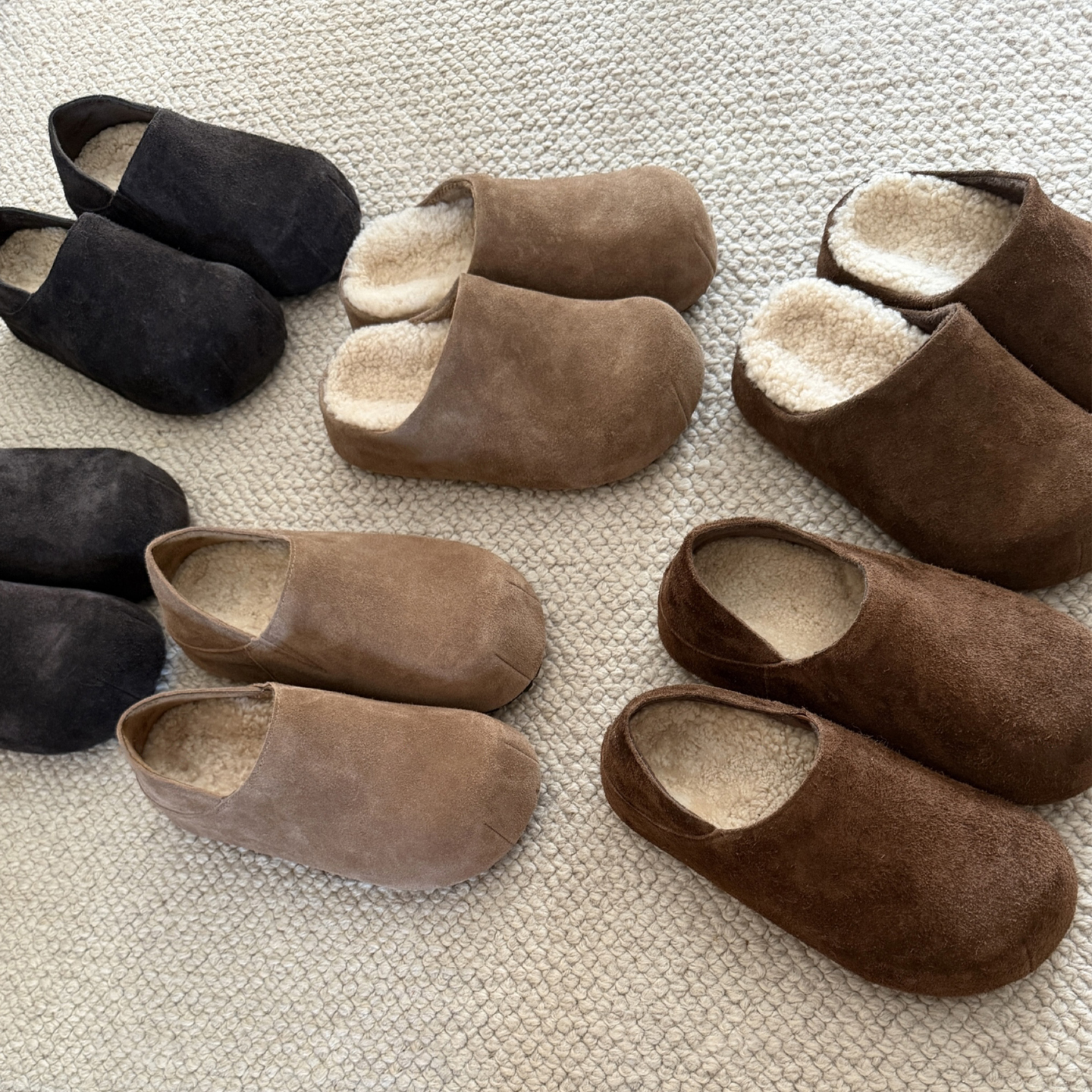 羊皮版~厚底加绒勃肯拖鞋外穿一脚蹬包头毛毛拖复古保暖休闲棉鞋主图