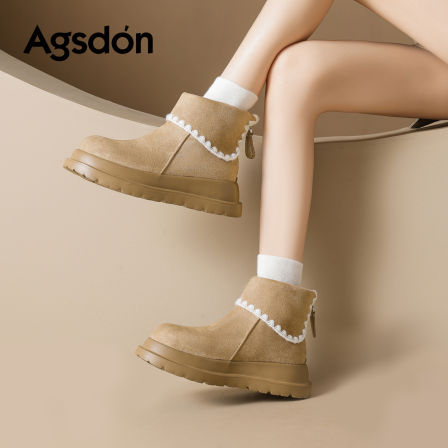 奥古狮登厚底雪地靴女2025新款秋冬季废土风新疆加绒马丁靴棉靴子