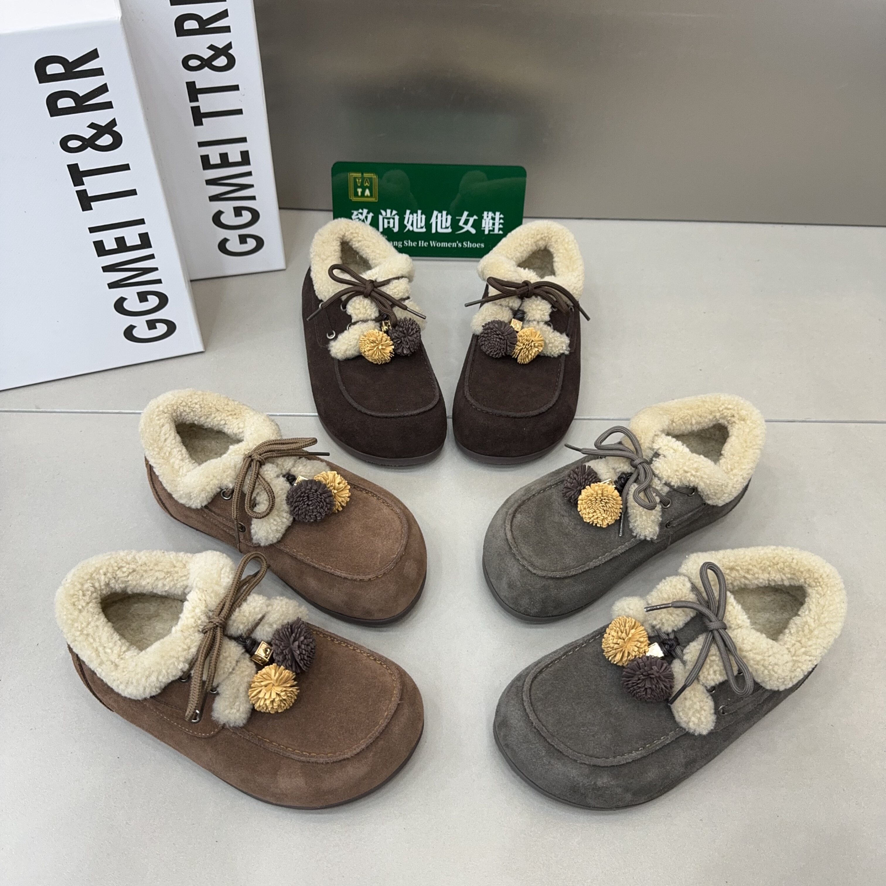 TTRR厚底加绒勃肯鞋女2025冬季新款百搭圆头内增高复古休闲面包鞋主图