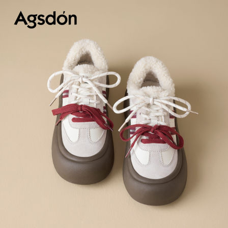 奥古狮登厚底德训鞋女款2025新款冬季加绒加厚棉鞋复古休闲雪地靴