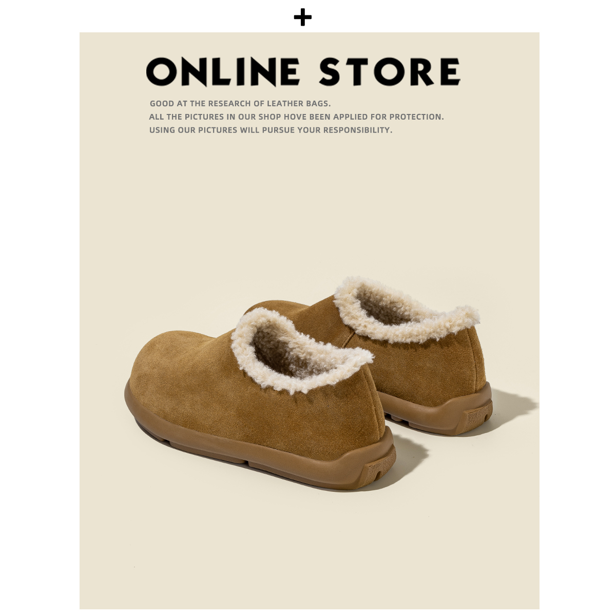 真皮版！加绒勃肯鞋女冬季2025新款保暖毛毛棉鞋厚底毛绒雪地靴主图