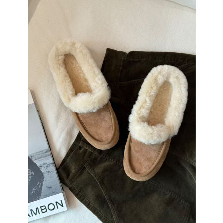 靠谱KEEPKAPU【暖冬私藏】牛反绒保暖羊毛防滑咖色低帮雪地靴女冬