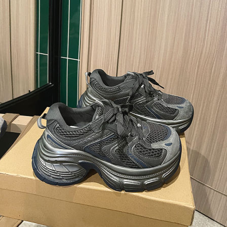 LOFTIME2025AUT86新品秋季款6.5CM轻型缓震厚底增高运动老爹鞋女