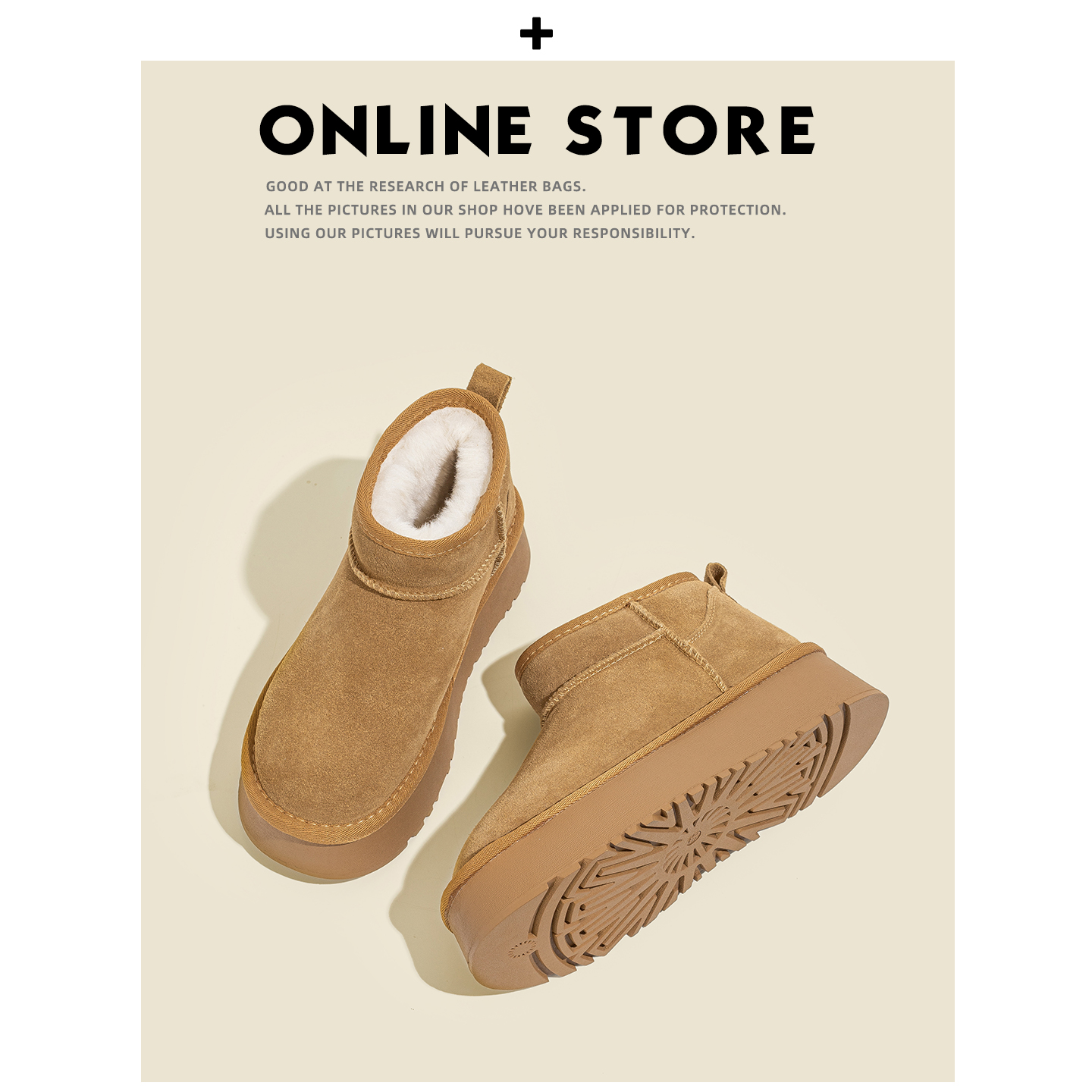 【不二鞋坊】真皮羊毛雪地靴女冬季2025款加绒保暖雪地棉东北棉鞋主图