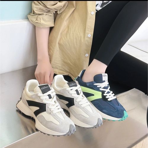 【含含专属】追风少女拼色小蛮腰百搭厚底休闲阿甘鞋 A1801主图