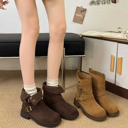 韩版两穿小裸靴短靴复古西部马丁靴26202