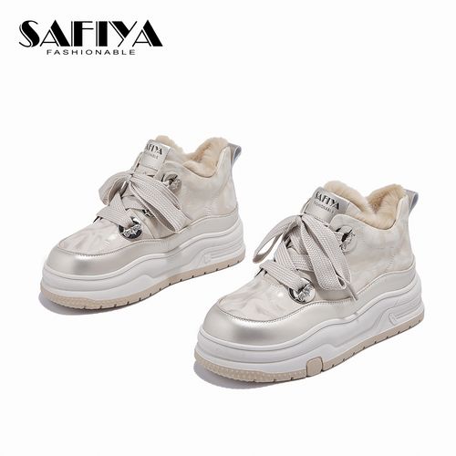 索菲娅Safiya2025冬季加绒保暖百搭时尚休闲高帮鞋女SFD4112C76主图