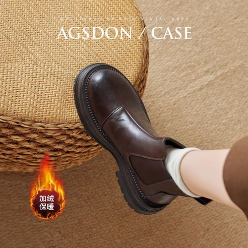 【奥古狮登】英伦风切尔西靴女跟高5CM百搭短靴644019+N644019AA主图