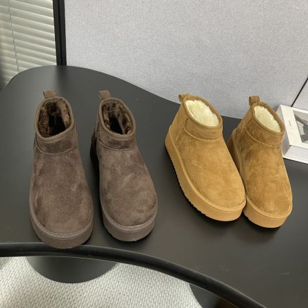 【娃娃专属】4.5CM厚底橡胶底防滑雪地靴女秋冬季面包鞋加绒加厚