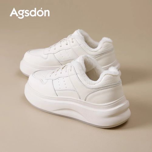 【奥古狮登】男女同款小白鞋5cm增高加绒时尚板鞋P151154+R151154AA主图