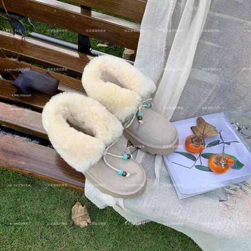 【花花菜】“超暖和” 冬季新款复古绑带两穿中筒厚底雪地靴主图