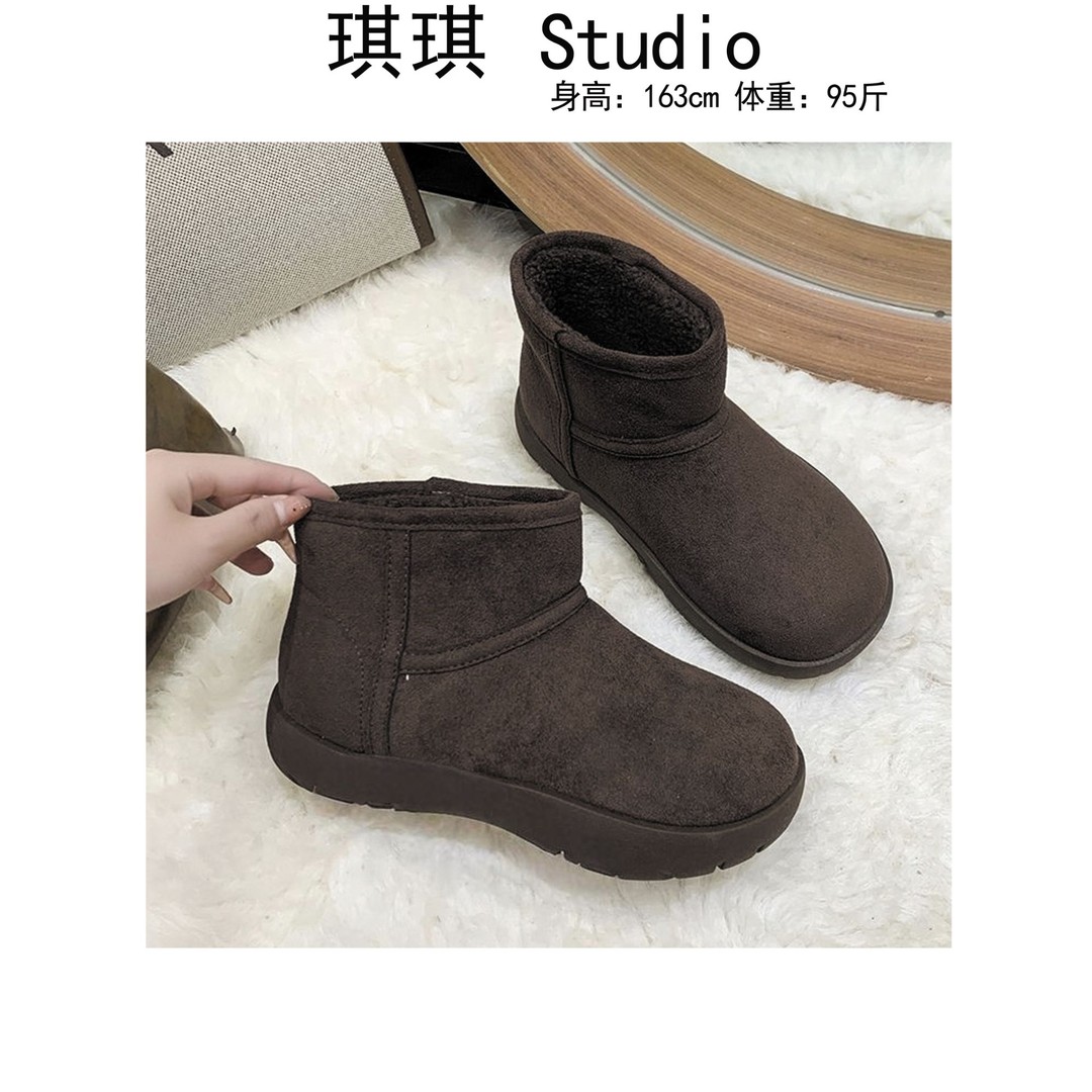 《琪琪家》冬季新款内里加绒保暖舒适气质时尚经典百搭雪地靴9910-D主图