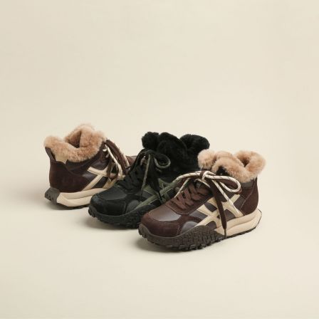 秋冬新款时尚休闲女鞋潮流高帮加绒保暖舒适冷粘工艺7002-7//HMT