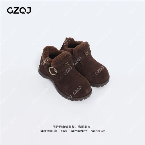 老琴私服时尚慵懒风冬季一字扣增高厚底保暖圆头米奇头勃肯鞋2132主图