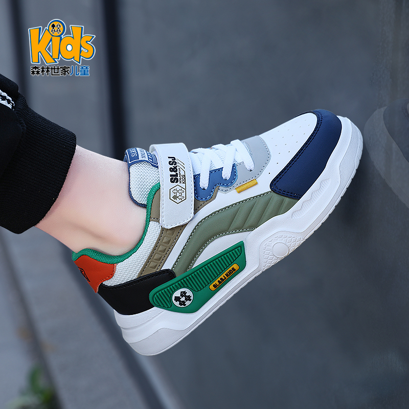 森林世家童鞋男童儿童板鞋秋冬款2025新款中大童运动加绒二棉鞋子主图