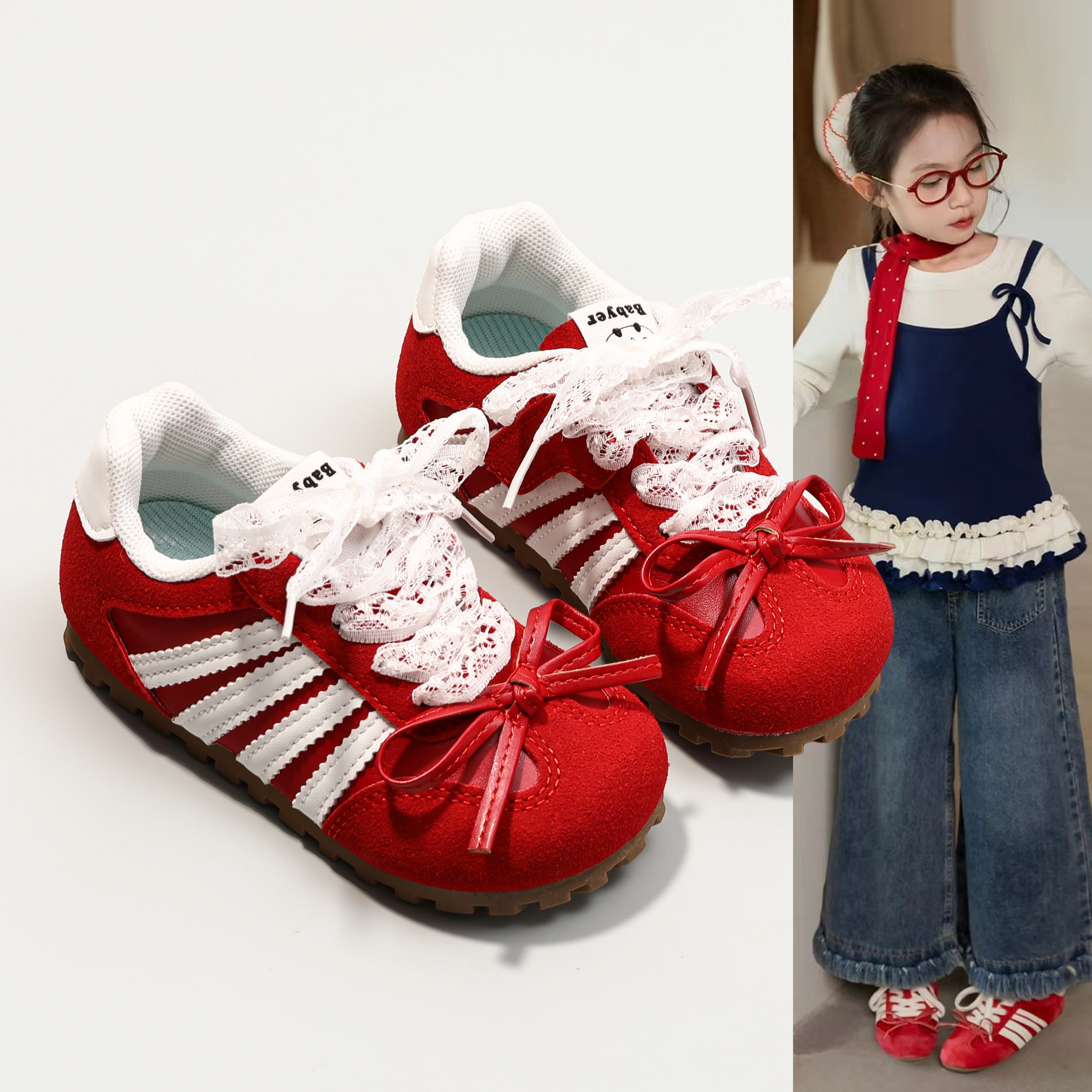 儿童运动鞋2025春秋新款女童德训鞋女童休闲鞋软底轻便宝宝鞋子主图
