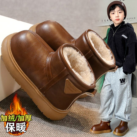 赤兔儿童雪地靴男童鞋防水防滑冬季2025新款加绒大棉保暖面包棉鞋