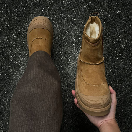 雪地靴男款冬季加绒加厚一脚蹬男鞋防寒保暖马丁靴厚底东北大棉鞋