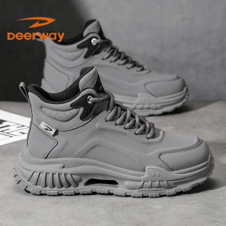 德尔惠男鞋2025新款秋冬季加绒保暖高帮板鞋运动鞋男生增高老爹鞋