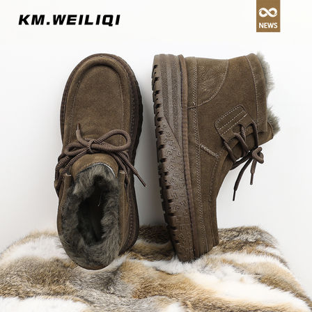 2025新款原创设计冬季保暖男鞋雪地靴男百搭潮流防水加绒棉鞋高帮