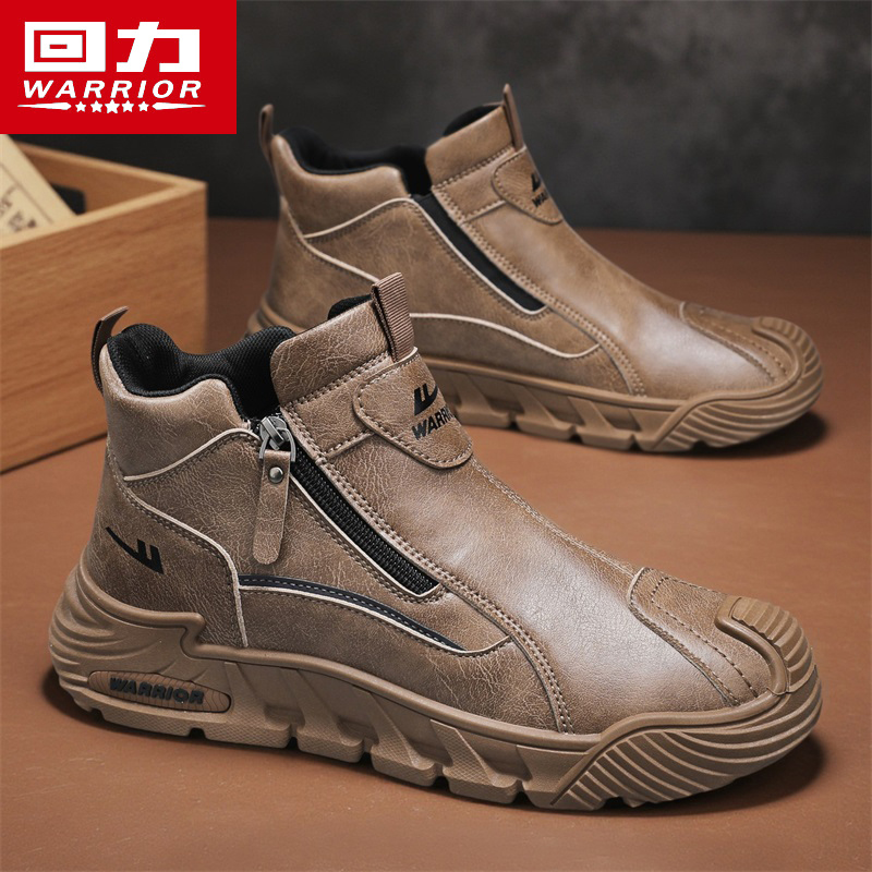 回力马丁靴男款2025新款秋冬季英伦风侧拉链工装短靴男士休闲皮鞋主图