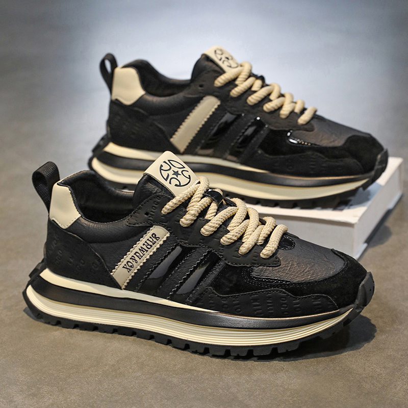 潮牌男鞋2025新款秋季休闲百搭阿甘运动鞋男士老爹鞋厚底跑步潮鞋主图