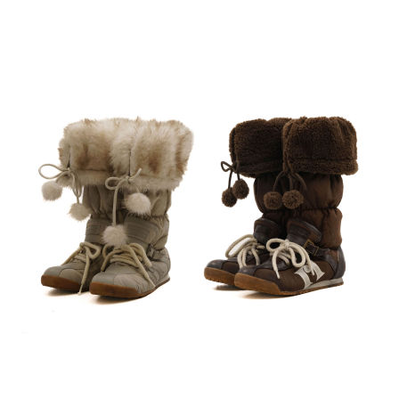 【26SS秀场抢先】复古擦旧毛毛球拼接羽绒调节扣内里羊羔毛拳击靴