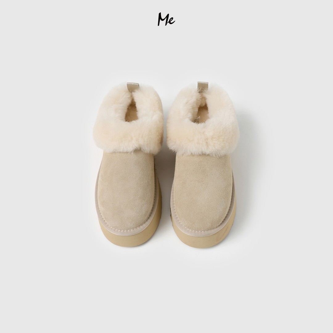ME【U磨砂真皮加绒毛毛半拖】重磅牛反绒百搭时尚保暖鞋子MESA4009主图