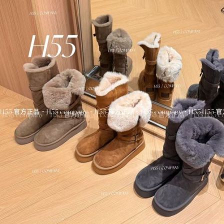 H55【马哥同款】许你耀眼1400g加厚高筒可翻折骑士雪地靴4cm19-2971