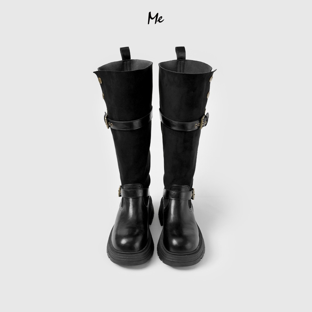 ME【高筒磨砂皮金币骑士靴】磨砂绒面厚底增高百搭时尚鞋子MESA4055主图