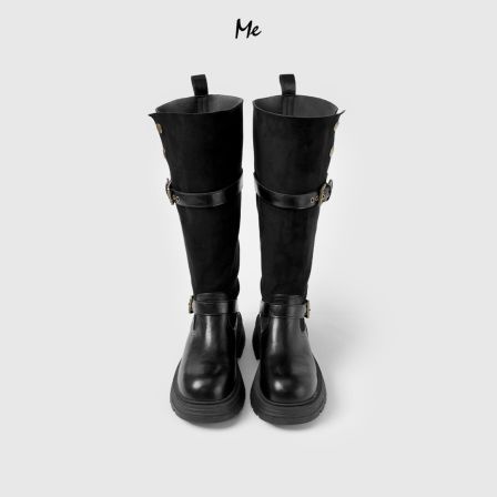 ME【高筒磨砂皮金币骑士靴】磨砂绒面厚底增高百搭时尚鞋子MESA4055