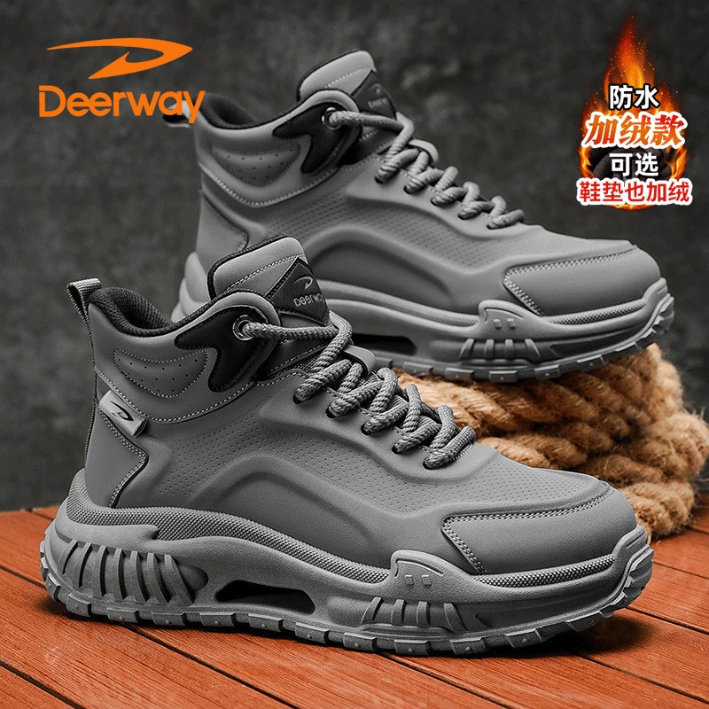 德尔惠马丁靴男秋冬季高帮休闲工装靴防水户外运动登山徒步沙漠靴主图