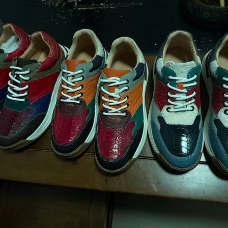 DSM-T7878高端鸵鸟腿皮闲风运动鞋轻便圆头系带低帮鞋