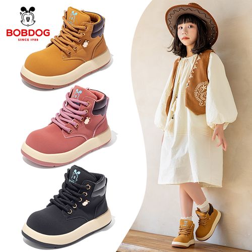 巴布豆童鞋马丁靴冬款二棉大棉加绒防水保暖童鞋女童男童棉鞋户外主图
