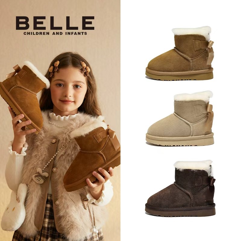 百丽儿童新款时尚加厚雪地靴时尚棉鞋圆头短靴潮流童鞋RK0392主图