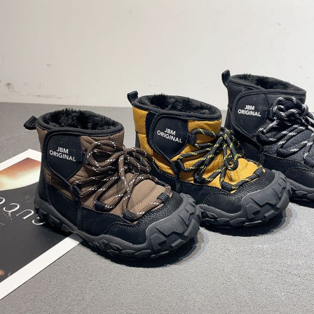 左左家2025冬季儿童加绒加厚运动棉鞋男女童保暖户外防滑雪地靴子