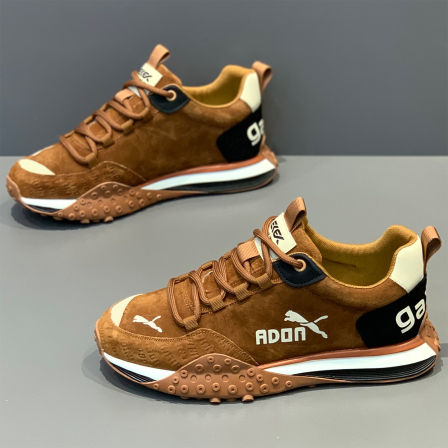 欧洲站男鞋2025秋季新款软底阿甘鞋真皮透气运动休闲鞋复古潮鞋子