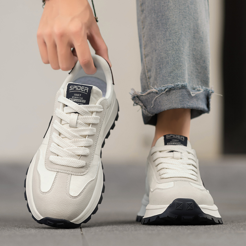 阿甘男鞋冬季T头德训板鞋休闲跑步运动鞋高级感真皮厚底老爹潮鞋主图