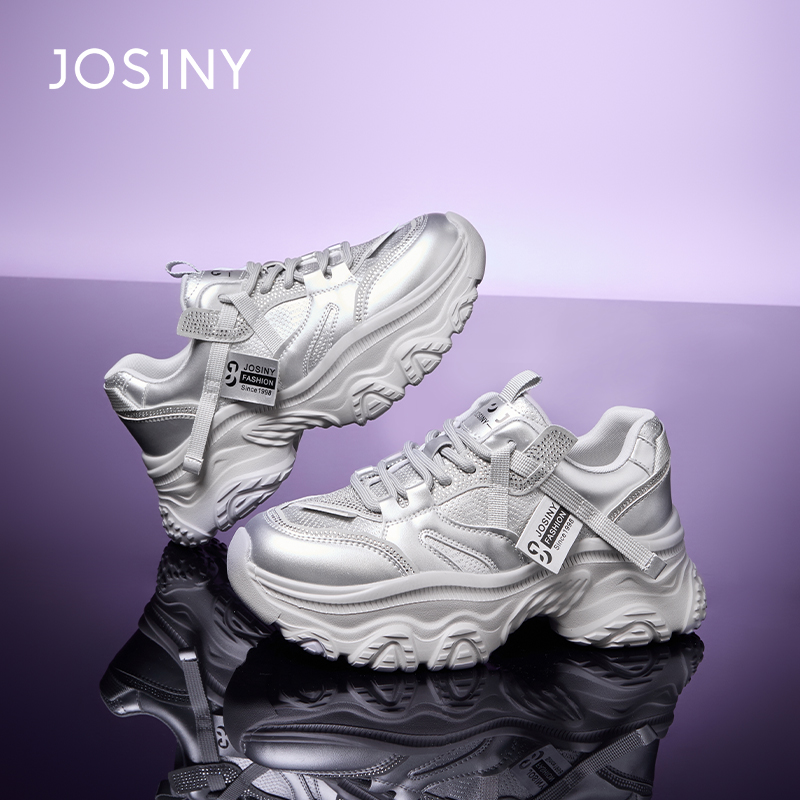 卓诗尼厚底老爹鞋女2025新款秋季百搭运动鞋透气休闲鞋增高老爹鞋主图