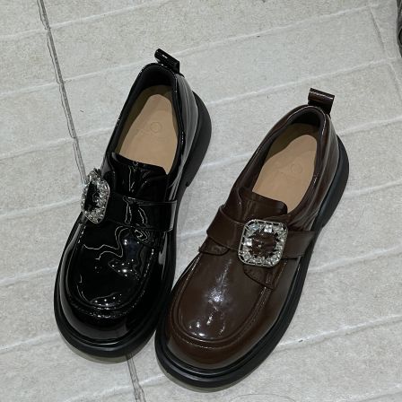 MFX 头层牛皮圆头厚底增高舒适时尚百搭洋气休闲乐福鞋18-512