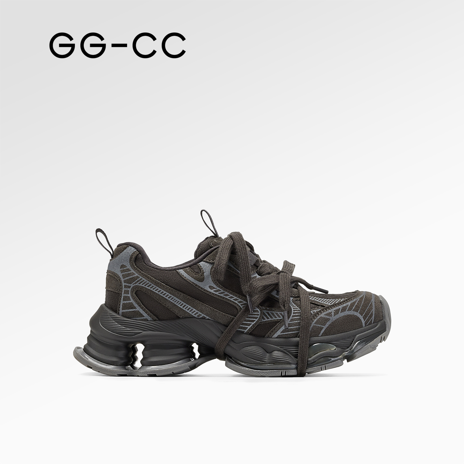 GGCC潮流复古捆绑老爹鞋女2025年冬季新款增高厚底运动休闲鞋灰色主图