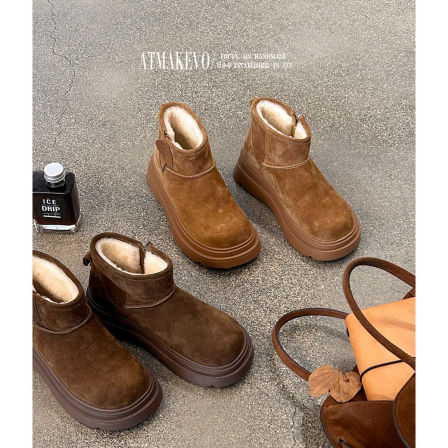 吕小布 | 行走的暖宝 厚底雪地靴羊皮毛一体冬季御寒保暖加绒短靴