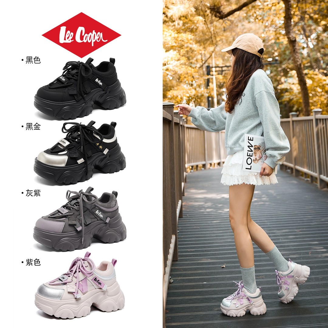 【交个朋友专属】LEE COOPER厚底增高老爹鞋女秋季款潮户外休闲鞋主图