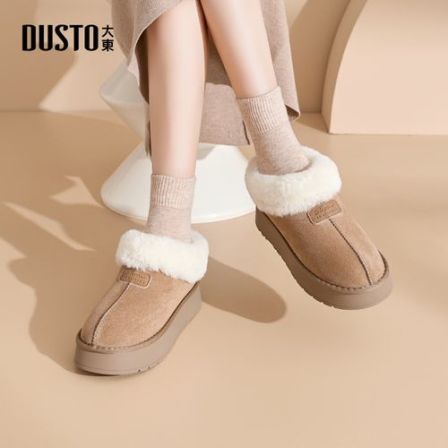 大东女鞋2025秋冬时尚网红百搭加绒保暖抗寒雪地靴平底鞋子女1238