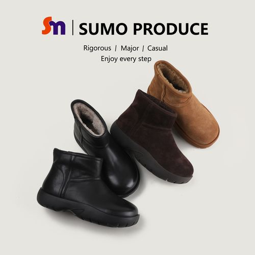 素陌冬季羊毛皮毛一体雪地靴女真皮加厚中筒棉靴防滑防寒保暖3115主图