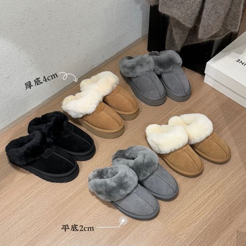 星你保暖加绒厚底拖鞋外穿休闲家居包头拖加厚雪地靴懒人毛毛棉鞋主图