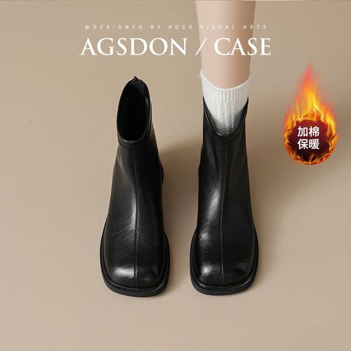 【奥古狮登】短靴女百搭跟高2.5cm加绒瘦瘦靴N644065+644065AA主图